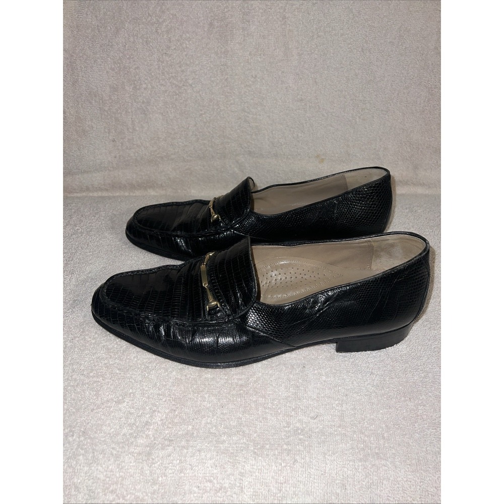 Bally Sestri Loafers Horsebit Full Genuine Lizard Dress Shoes Mens Size 10 Black